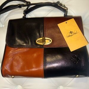NWT $249 Patricia Nash British Tan Color Block Handbag Bag